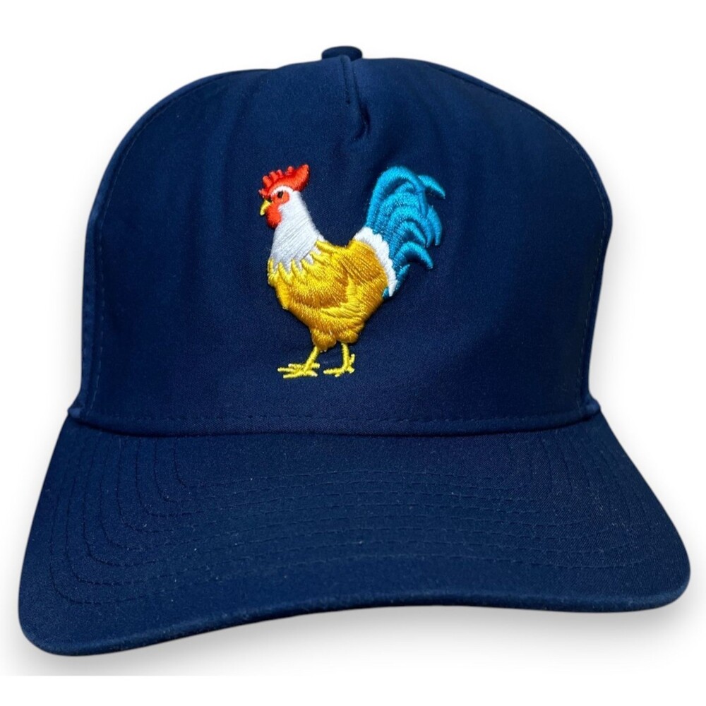 Waggle Golf Rooster Hat Mens Navy Blue Perforated Feelin Cocky Snapback Cap